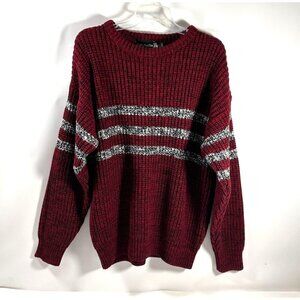 Vintage Knights Of‎ Round Table Acrylic Striped Sweater Bulky Knit Weave Large L